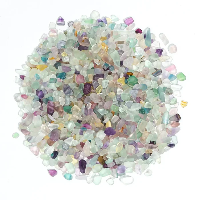 T4U Crystal Chips Stone Crushed Quartz Glass 0.5Lb – Fluorite Tumbled Gravel Small Decorative Pebbles Bulk, Mini Polished Rocks
