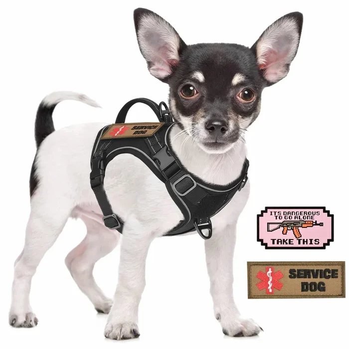 Tactical XS Dog Harness, Military Service Dog Vest with Vertical Handle, No Pull Outdoor Training Small Puppy Vest Chihuahua Har