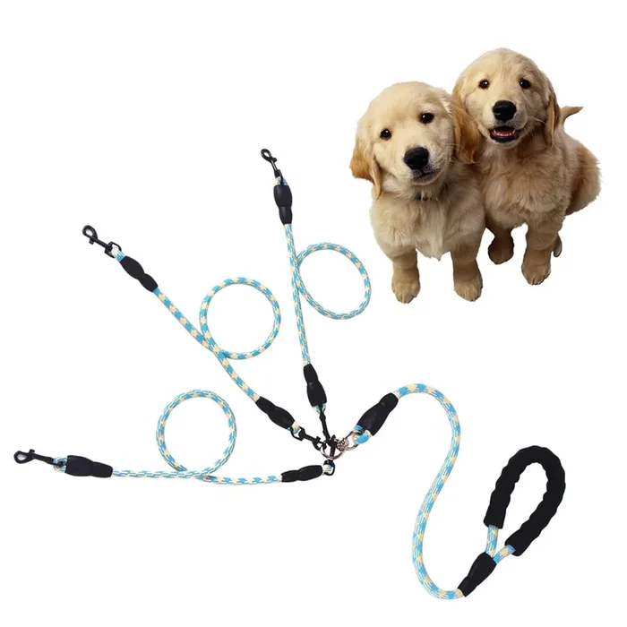 Three Dog Leash,Comfortable Double Dog Leash With Reflective,360 Swivel No Tangle 3 Dog Training Leash,For Large Medium Small Do