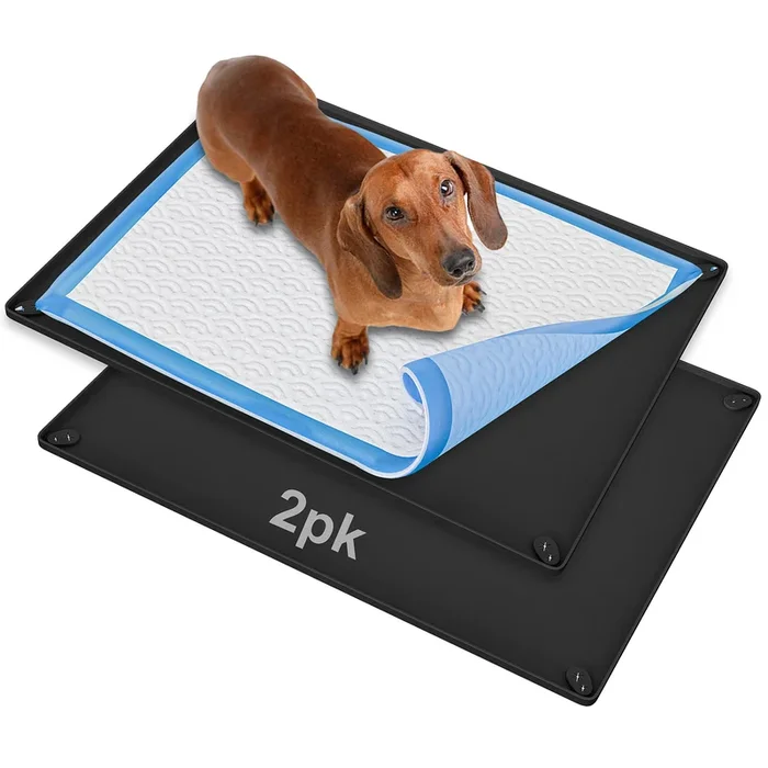 Tidyfriend Pee Pad Holder Tray 30 X 23 Inches, 2 Pack Silicone Dog Potty Tray, Easy To Clean No Spill Dog Potty Training Pad Hol