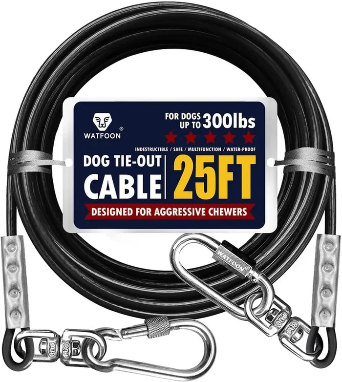 Tie Out Cable For Dogs Up To 300Lbs,100Ft 150Ft 200Ft Extra Strong 1000Lbs Break Strength Tie-Out Tether Trolley Training Lead,D