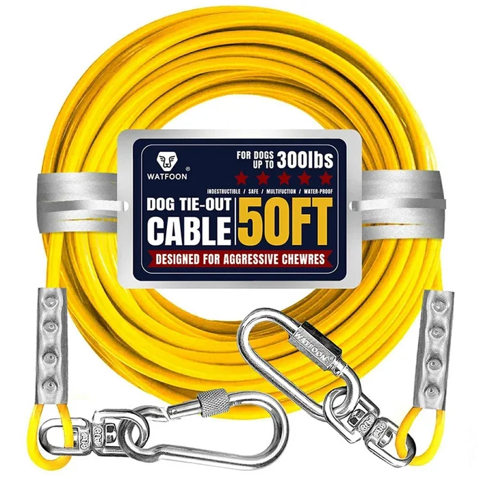 Tie Out Cable For Large Dogs, Dog Runner For Yard, Heavy Duty Swivel Hooks Lead Holds Break Strength Of 1000Lbs, Steel Wire Chai