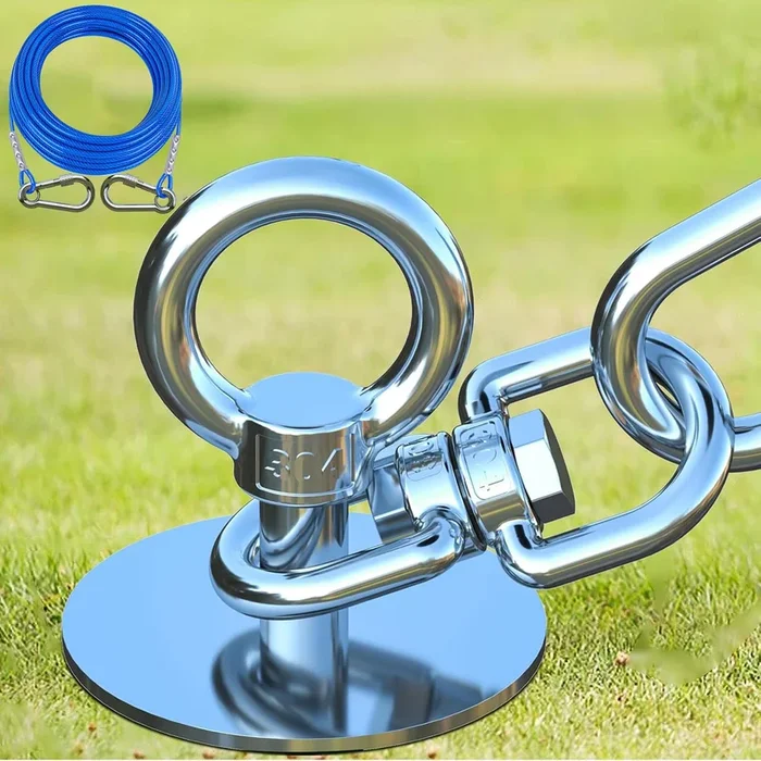 Topknot Dog Tie Out Cable And Stake,With 30Ft Heavy Duty Cable,360Swivel Dog Run- No Tangle,Runner For Yard – Up To 150Lbs,Ideal