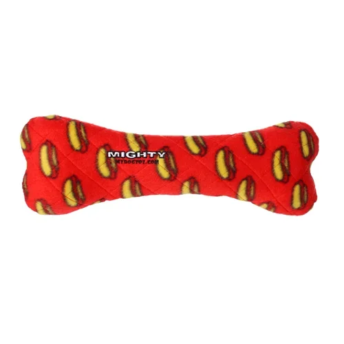 Tuffy Dog Toys – VIP Products – Mighty Bone – Red, Durable, Squeaky Dog Toy, No Stuffing