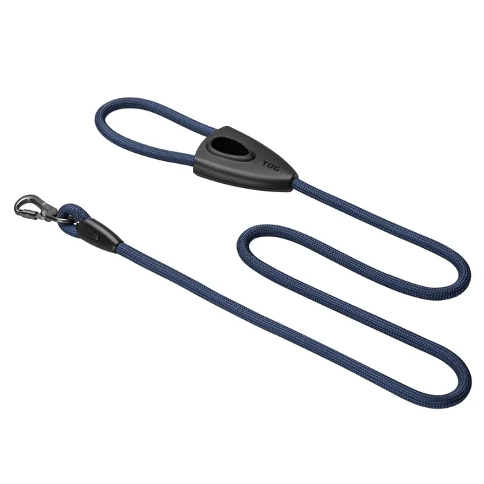 Tug 5 Ft Dog Leash With Integrated Oval Dispenser Holds 3 Loose Dog Waste Bags (Blue)