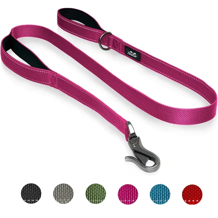 Twoear 4Ft 1In Strong Rose Dog Leash With 2 Padded Handles, Traffic Handle Extra Control, Comfortable Soft Dual Handle, Auto Lock Hook, Reflective Walking Lead For Small Medium And Large Dogs