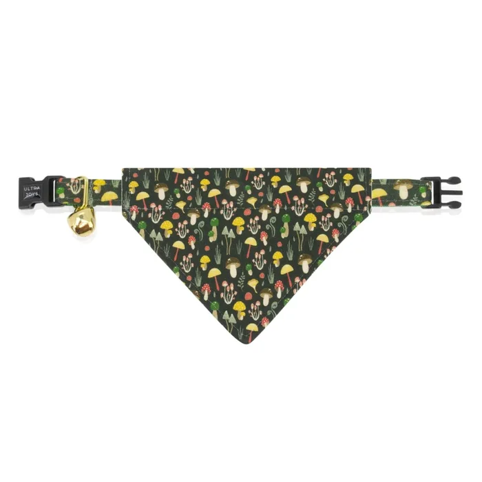 Ultra Joys Cat Collar With Bells – Breakaway Cat Collar Kitten & Adult – Bandana Mushroom Large