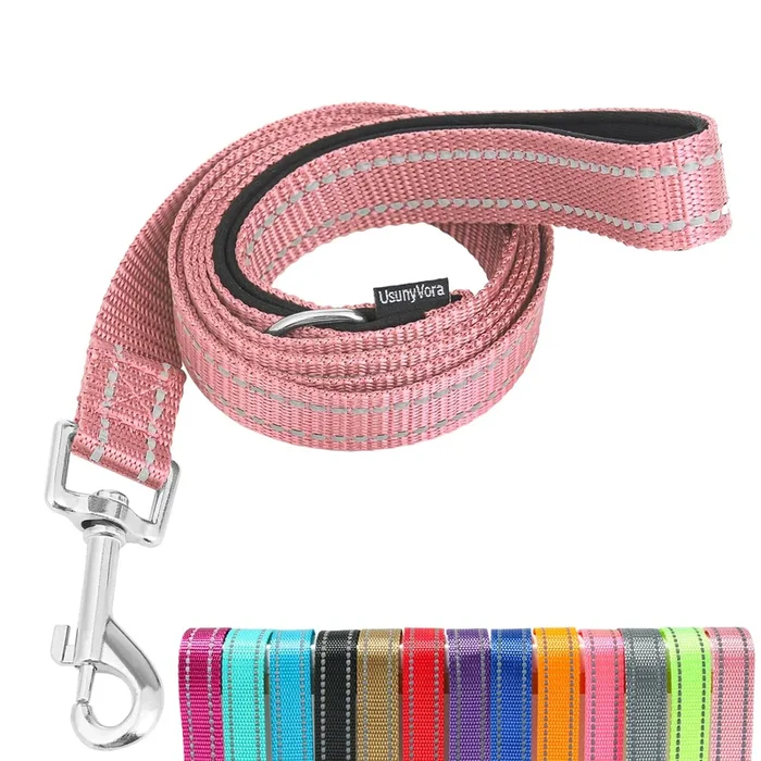 Usunyvora Reflective Nylon Dog Leash For Walking,Strong Dog Leash With Padded Handle For Puppy And Small Dogs,4 Ft,Pink