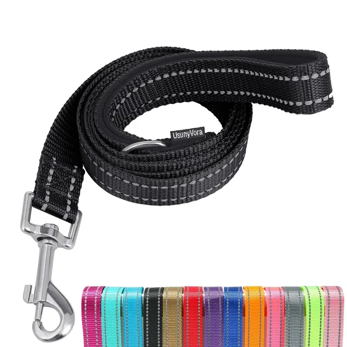 Usunyvora Reflective Nylon Dog Leash For Walking,Strong Dog Leash With Padded Handle For Small And Medium Dogs,5 Ft,Black