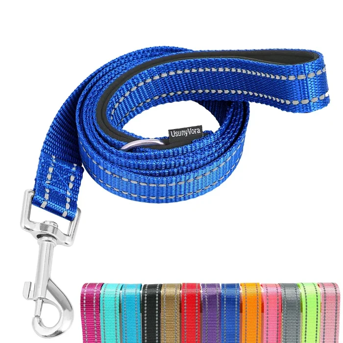Usunyvora Reflective Nylon Dog Leash For Walking,Strong Dog Leash With Padded Handle For Small And Medium Dogs,6 Ft,Navy Blue