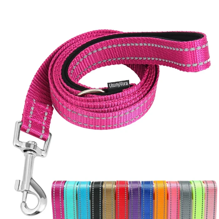 Usunyvora Reflective Nylon Dog Leash For Walking,Strong Dog Leash With Padded Handle For Small And Medium Dogs,6 Ft,Rose