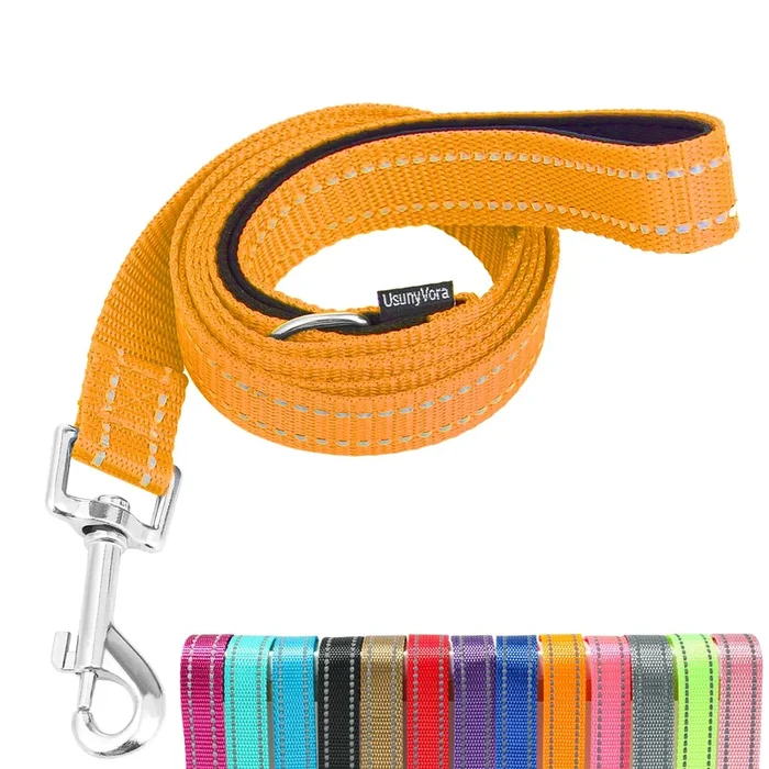 Usunyvora Reflective Nylon Dog Leash For Walking,Strong Dog Leash With Padded Handle For Small And Medium Dogs,5 Ft,Orange