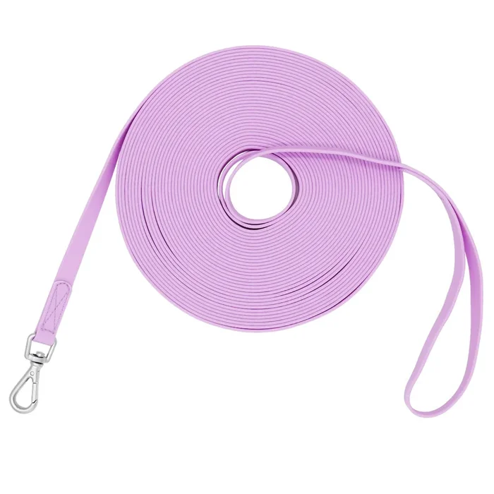 Waterproof Dog Training Leash 50Ft 30Ft 15Ft 10Ft 5Ft Heavy Duty Recall Long Lead For Large Medium Small Dogs (15Ft, Purple)