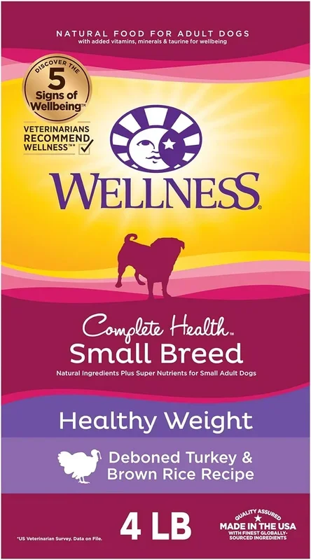 Wellness Complete Health Adult Small Breed Healthy Weight Turkey and Brown Rice Dog Food