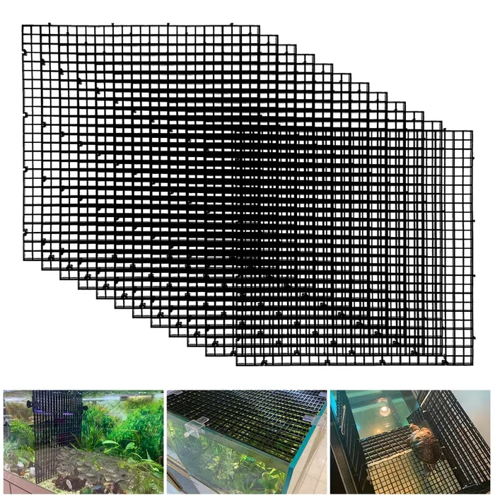 Weramics Plastic Egg Crate Fish Tank Divider Aquarium Filter Bottom Plastic Grid Fish Tank Isolation Board Black Egg Crate Tray(
