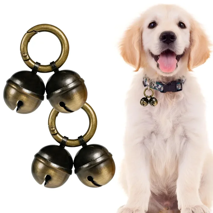 Whimsii Extra Loud Cat & Dog Bell For Collar, Easy Clip Clasps, Pet Tracker & Falconry, Durable Brass Collar Charms (Bronze & Bl