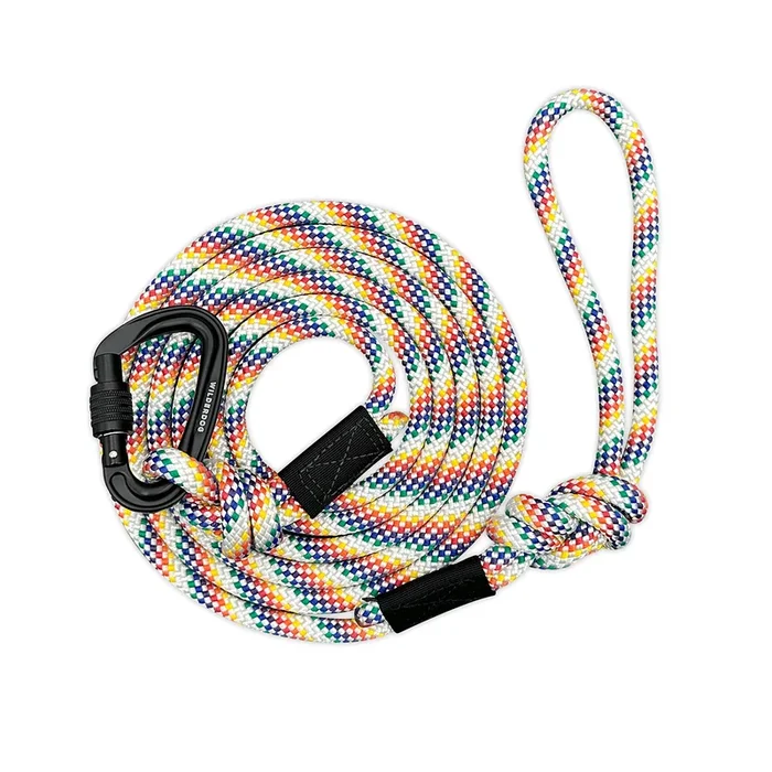Wilderdog Carabiner Climbing Rope Dog Leash For Medium & Large Dogs – 5Ft – Rainbow