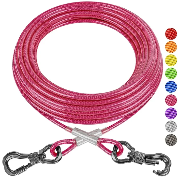 Xiaz Dog Tie Out Cable, 20Ft Dog Lead For Yard, Heavy Duty Chain Line Outside For Small Medium Large Dogs Up To 250 Lbs, Outdoor