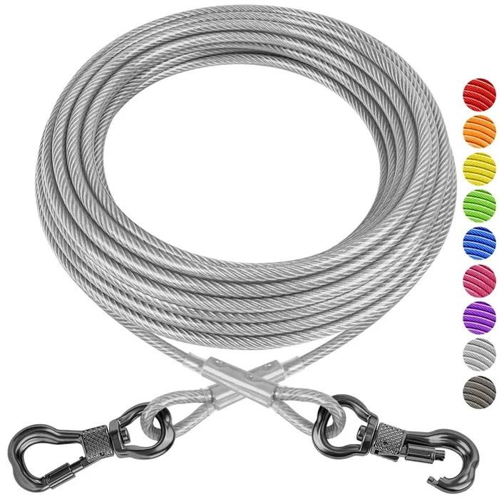 Xiaz Dog Tie Out Cable 70Ft, Heavy Duty Dog Chains For Outside With Lockable Hook, Pet Runner Cable Leads For Yard, Dogs Line Te