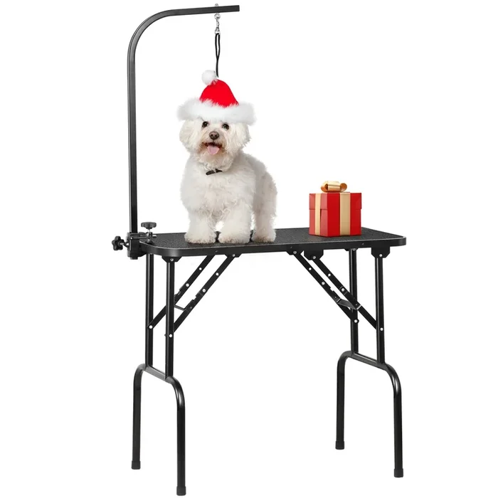 Yaheetech 32-Inch Portable Pet Dog Grooming Table W/Arm/Noose Black