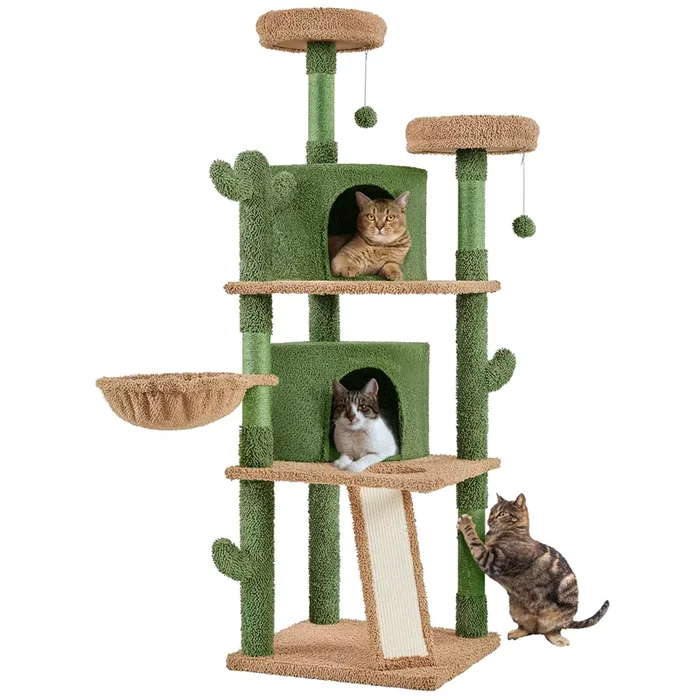 Yaheetech Cactus Cat Tree, 66?H Cat Tower For Indoor Cats, Multi-Level Cat Tree With Large Condos & Ramp, Pet Play House With Pa