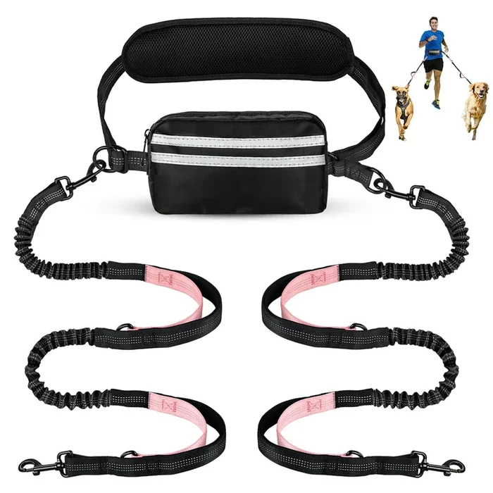 Yicostar Hands Free Dog Leash, Waist Leash For Dog Walking 2 Dogs, Double Dog Leash For Two Dogs With Padded Handles, Dog Leashe