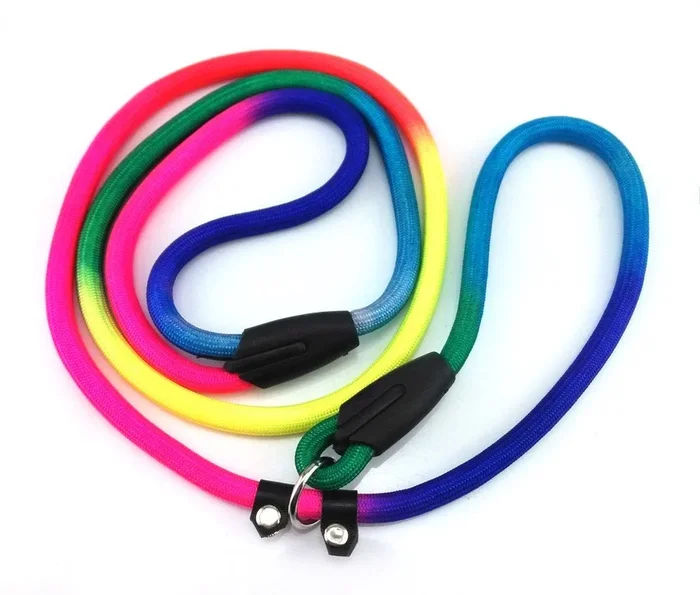 Yueton Rainbow Pet Dog Nylon Leash Adjustable Loop Slip Lead Rope
