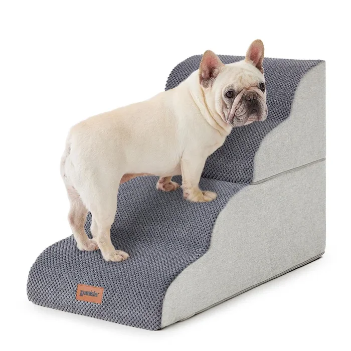 Zomisia Dog Stairs Ramp For Bed 19.7′ H – Pet Stairs For Small To Medium Dogs To Get On Bed And Couch, 35D Foam Dog Steps With